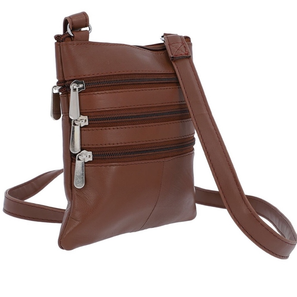 NEWAGE Crossbody Leather Sling Bag Brown - Picture 6 of 6